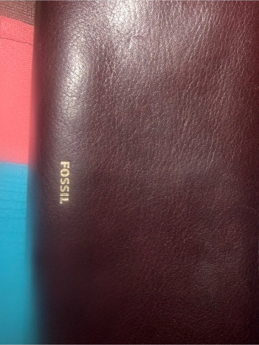 Fossil Brown Leather Zip-Around Wallet with Gold Logo